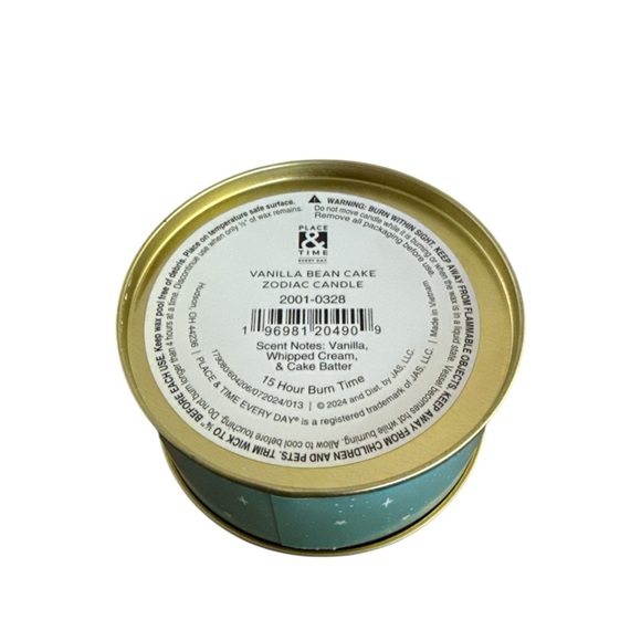 Place & Time Zodiac Scented Candle in Tin - Pisces Vanilla Bean Cake 4 oz - NWT - Picture 5 of 5